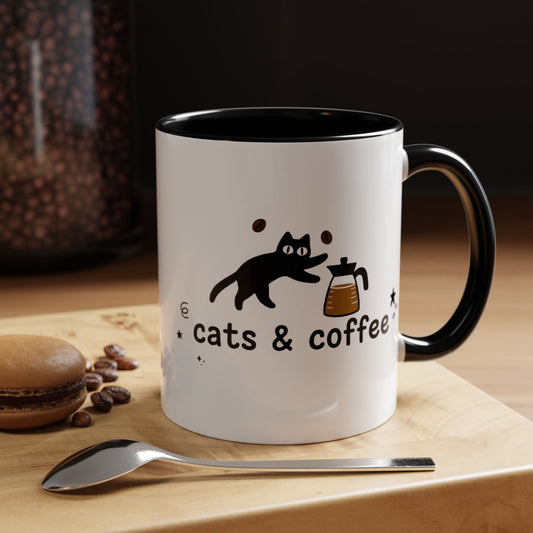 Cats & Coffee Accent Mug (11, 15oz)
