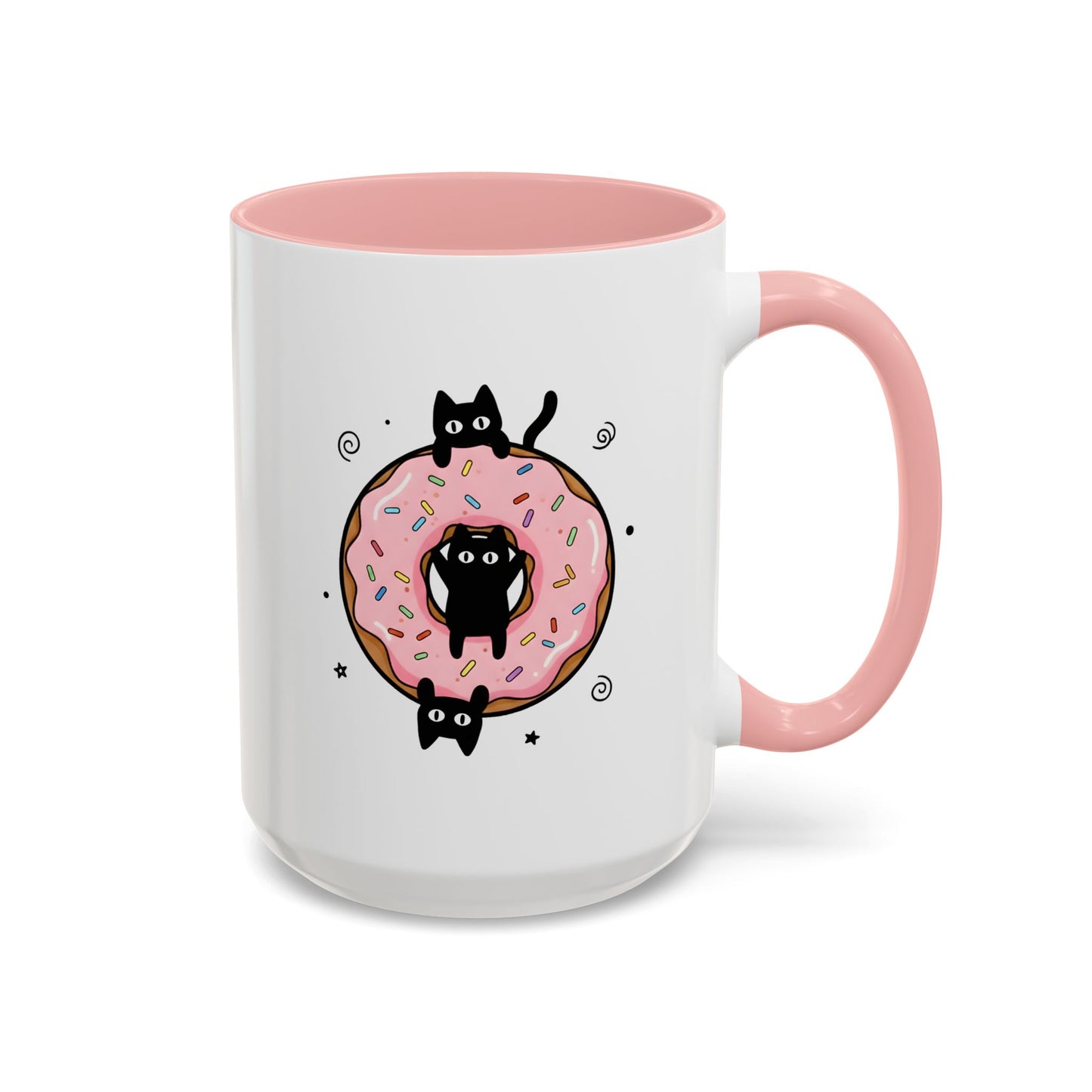 Cats & Donut Pink Accented Mug (11, 15oz)
