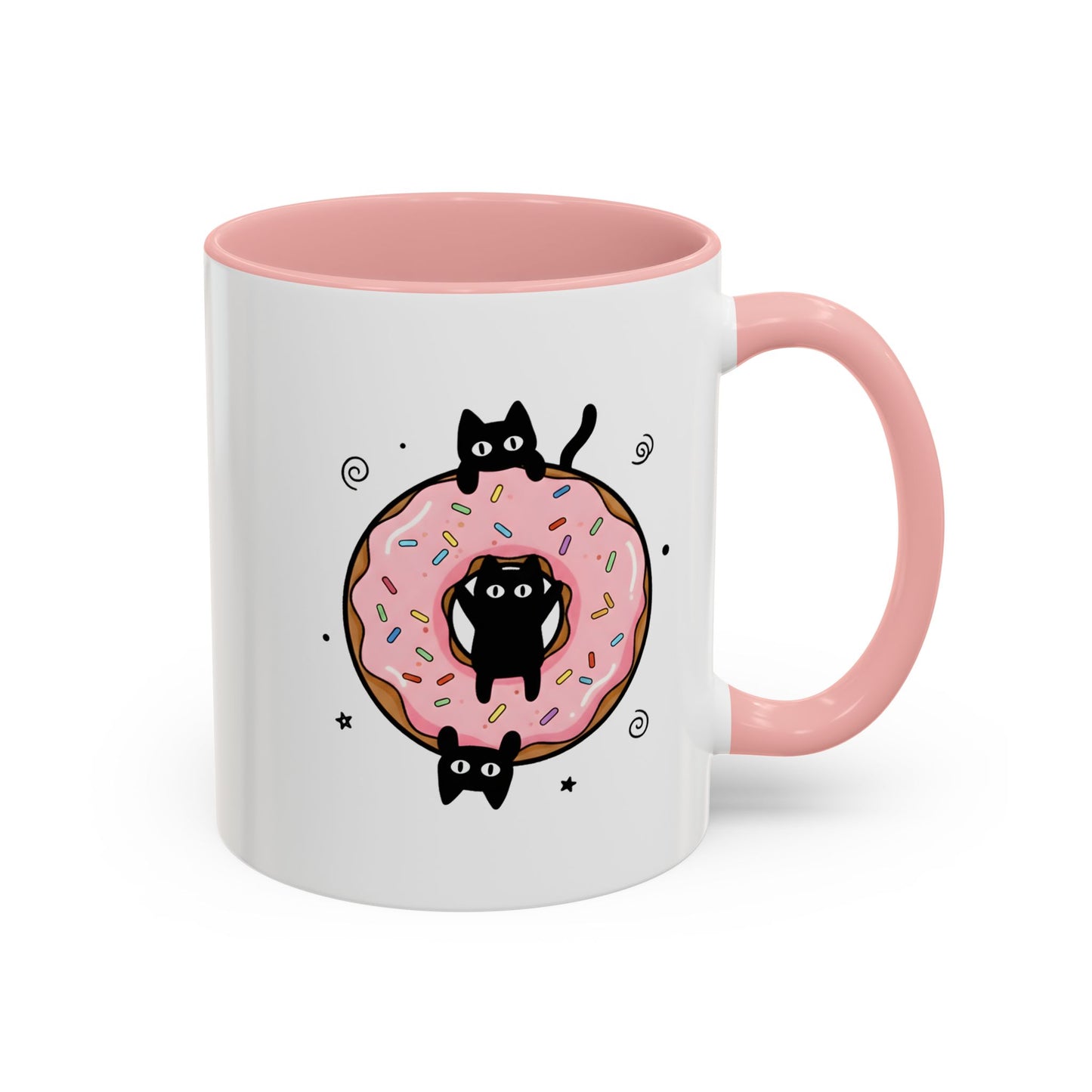 Cats & Donut Pink Accented Mug (11, 15oz)