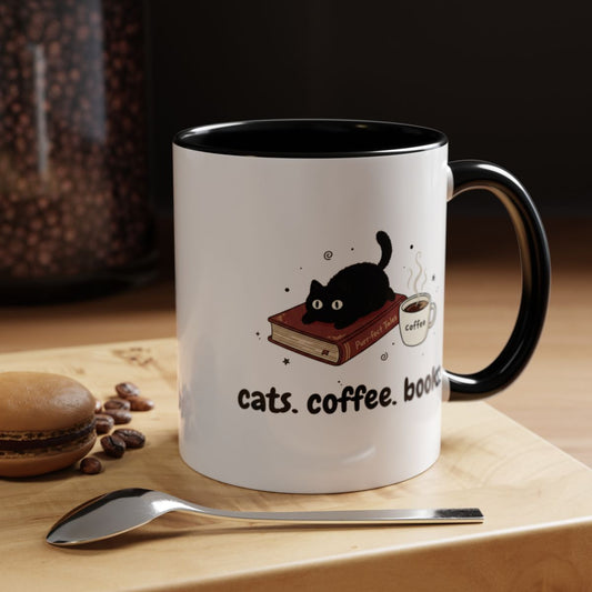Cats, Coffee, Books Mug (11, 15oz)