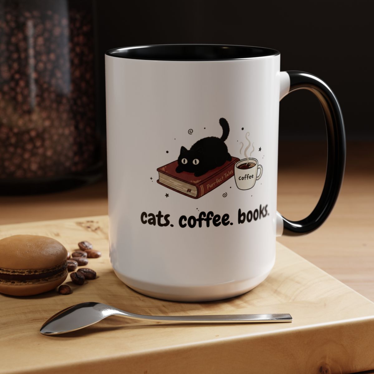 Cats, Coffee, Books Mug (11, 15oz)
