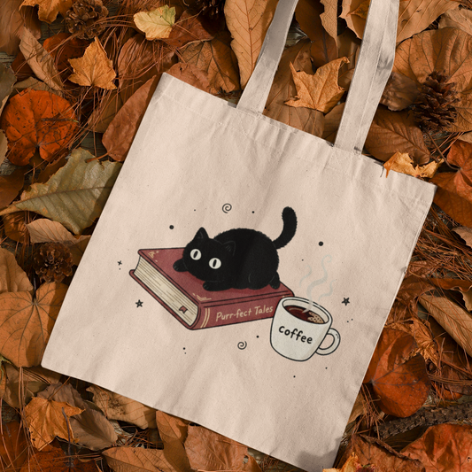 Cats, Coffee, Books (Cotton Tote Bag)