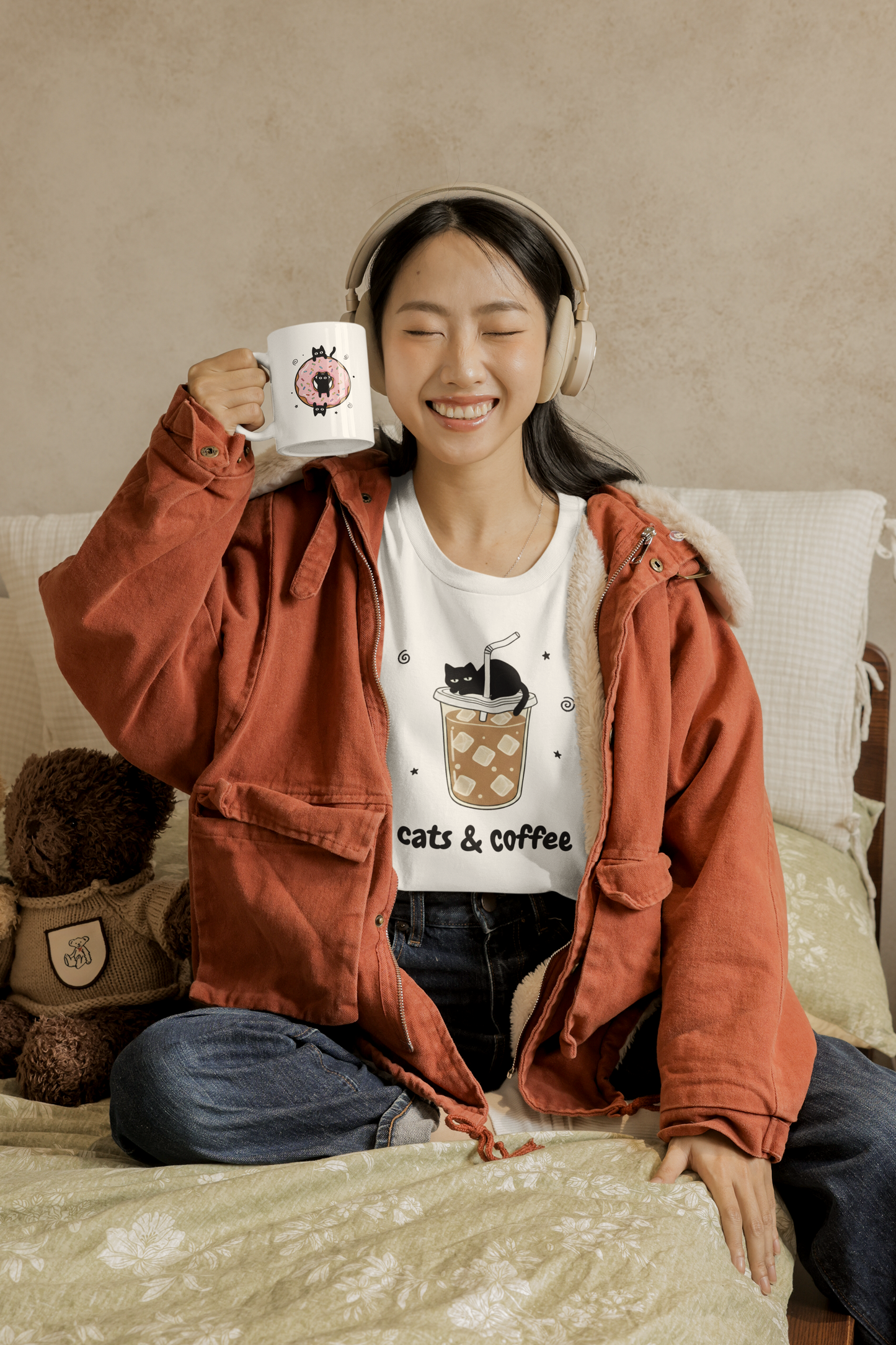 Cats & Iced Coffee (Unisex T-Shirt)