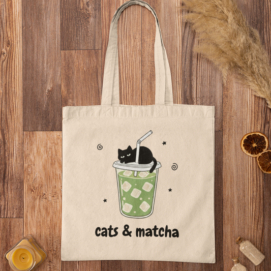 Cats & Matcha Tote Bag